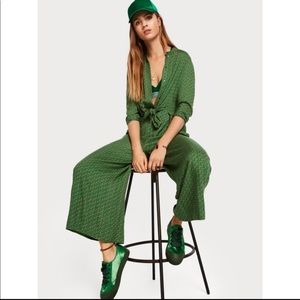 Scotch & Soda Draped Tie-Front Jumpsuit in Green